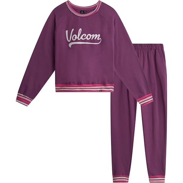 Amazon.com: Volcom Girl's Sweatsuit Set - Long Sleeve Full Zip Up